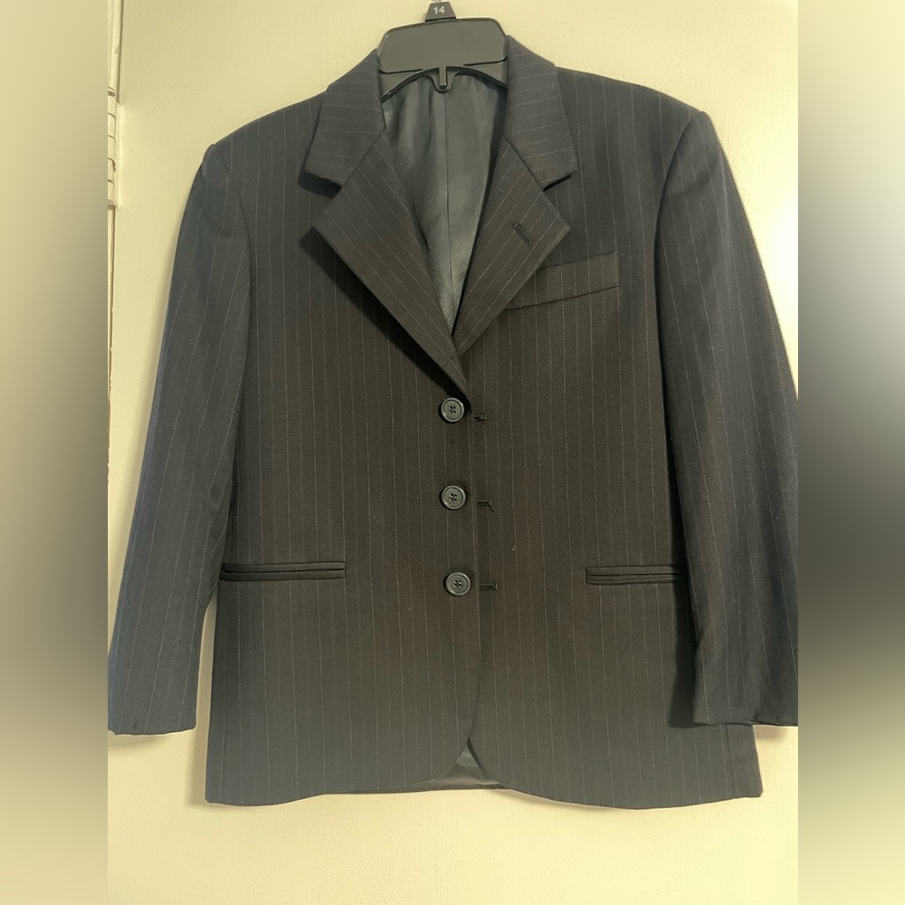 Boys dark navy pin stripes suit jacket size 12R